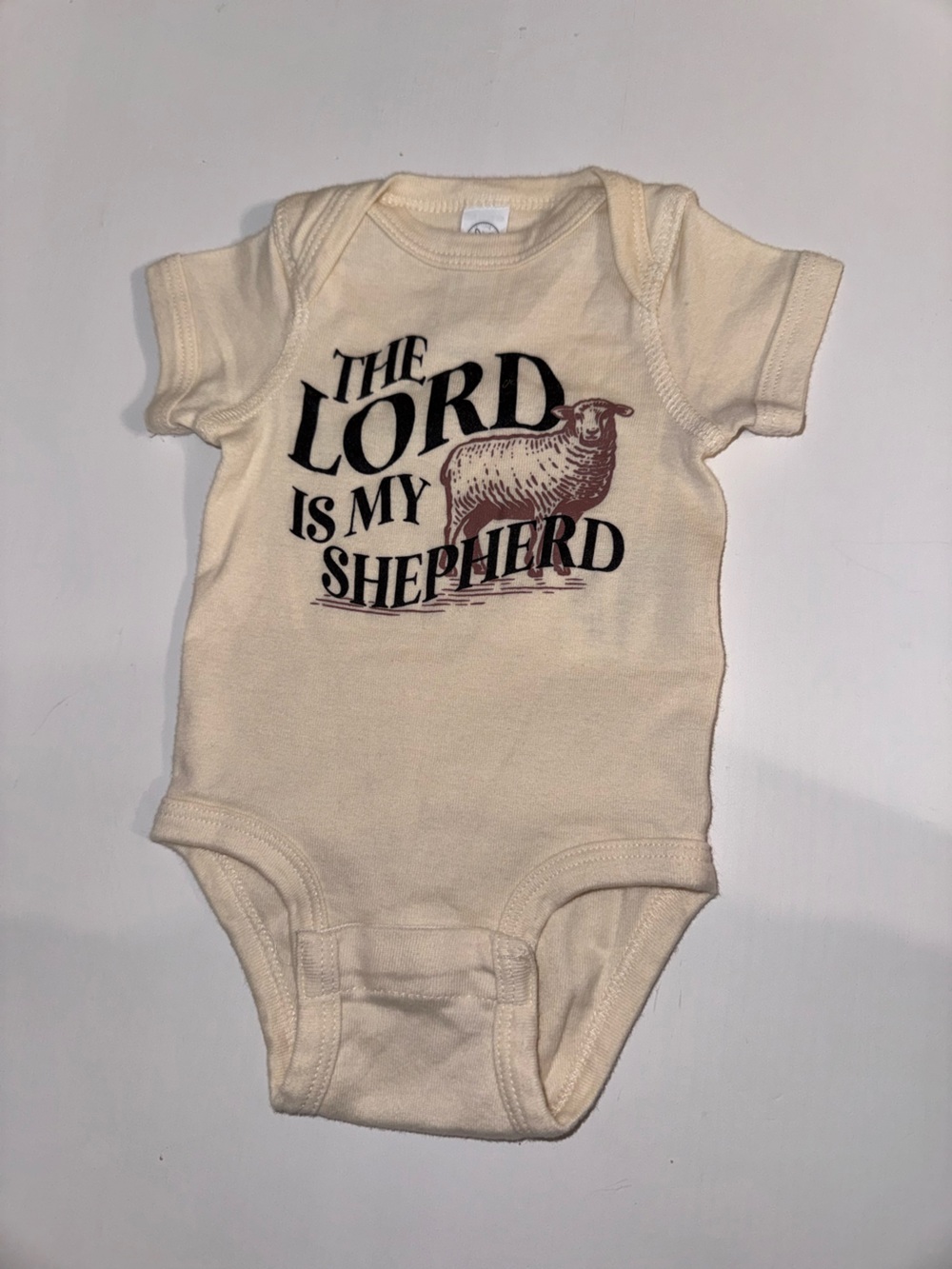 Rabbit Skins Cream Bodysuit with 'The Lord Is My Shepherd' Graphic